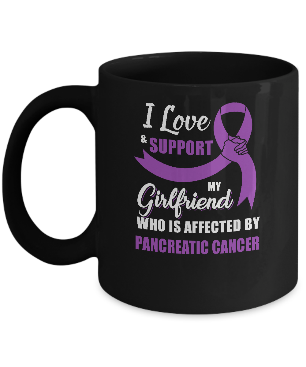 Pancreatic Cancer Awareness Support Purple Girlfriend Boyfriend Mug-Coffee Mug-11oz Mug-Black