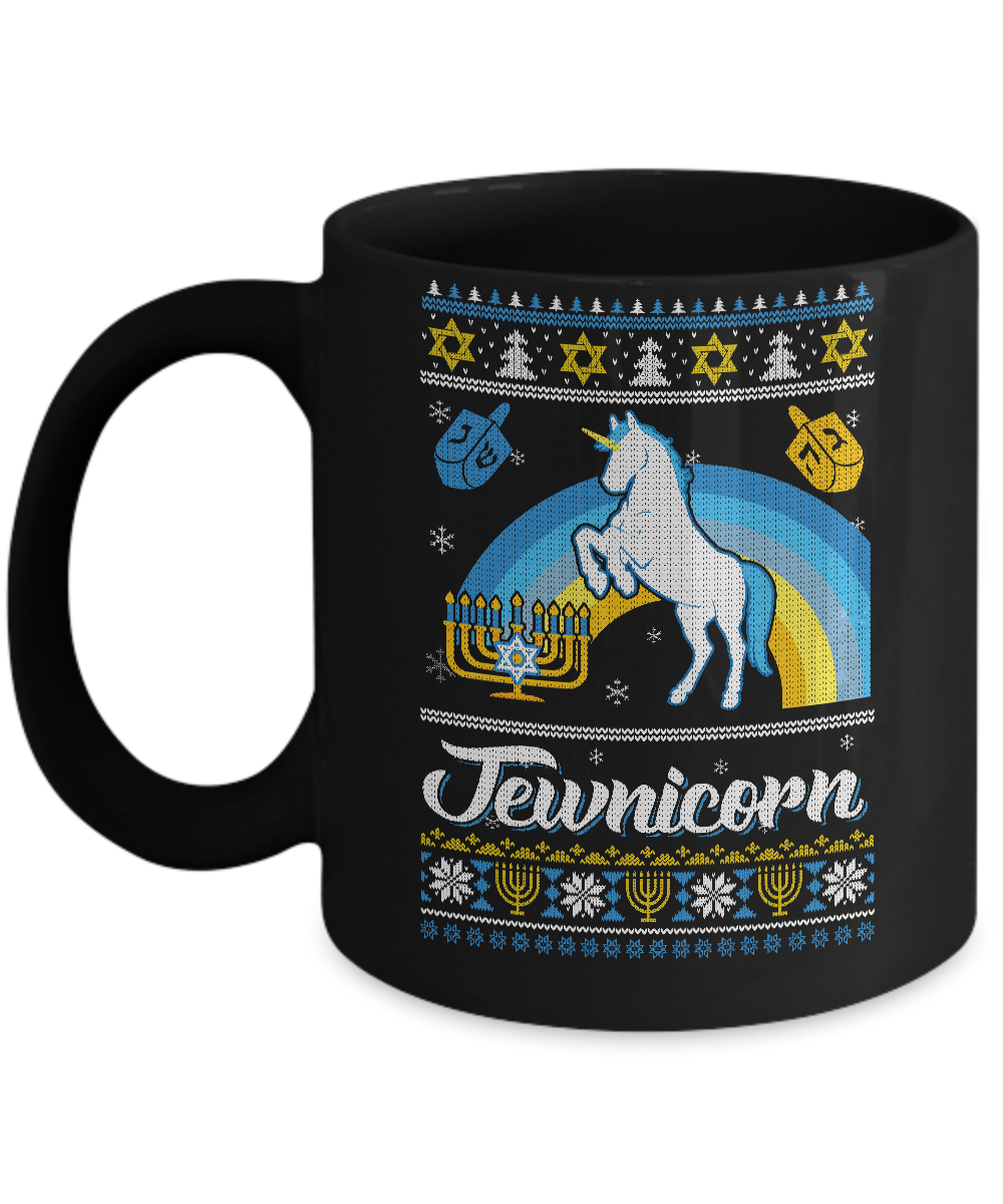 Funny Ugly Hanukkah Sweater Unicorn Jewnicorn Mug