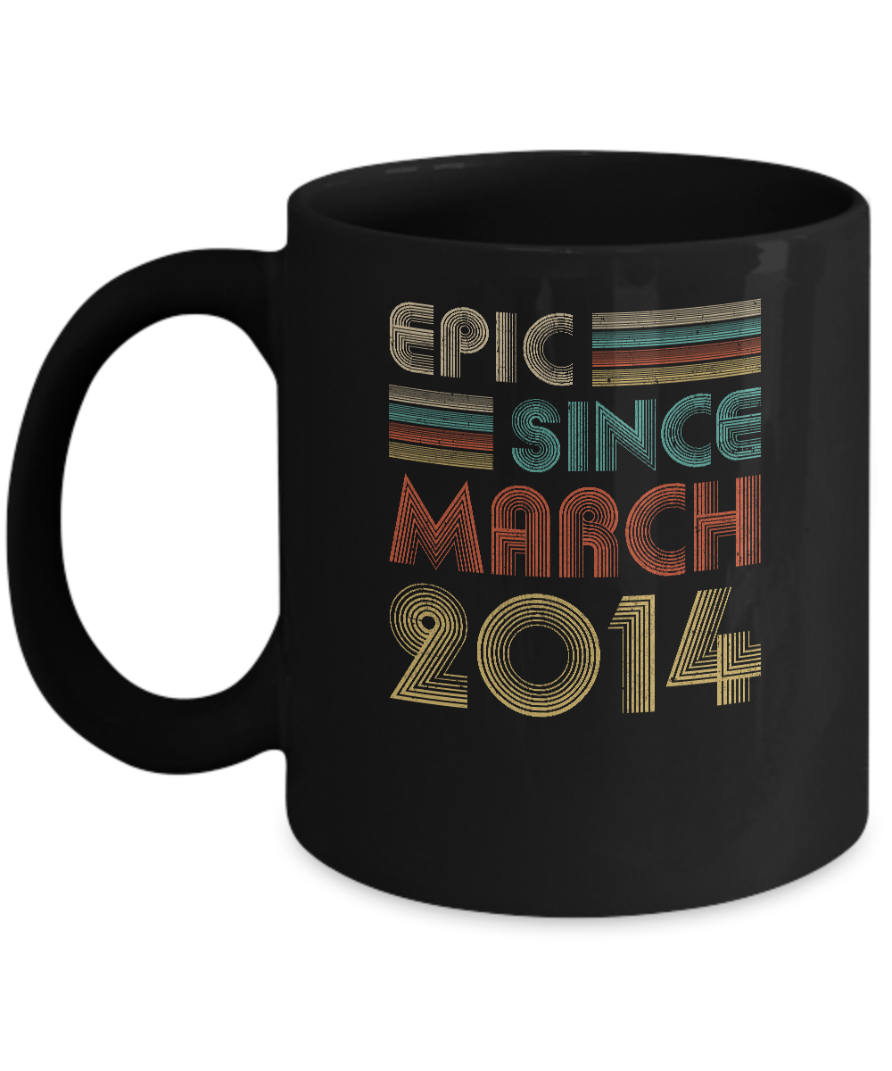 Epic Since March 2014 Vintage 7th Birthday Gifts Youth Mug-Coffee Mug-11oz Mug-Black
