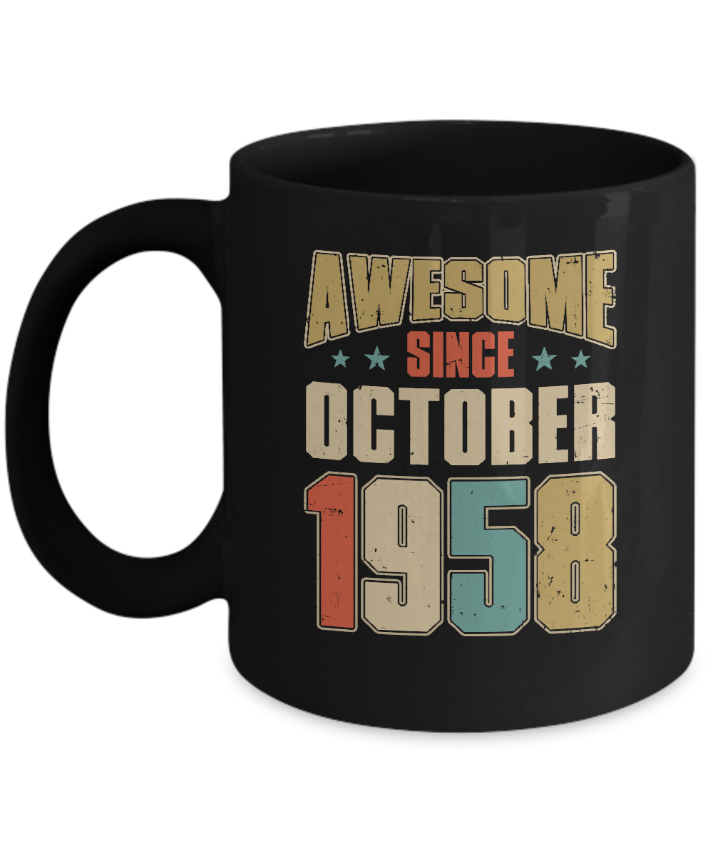 Vintage Retro Awesome Since October 1958 64th Birthday Mug