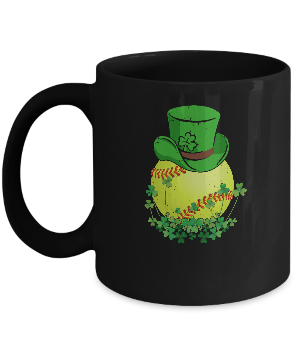 Shamrock Softball Leprechaun St Patricks Day Mug-Coffee Mug-11oz Mug-Black