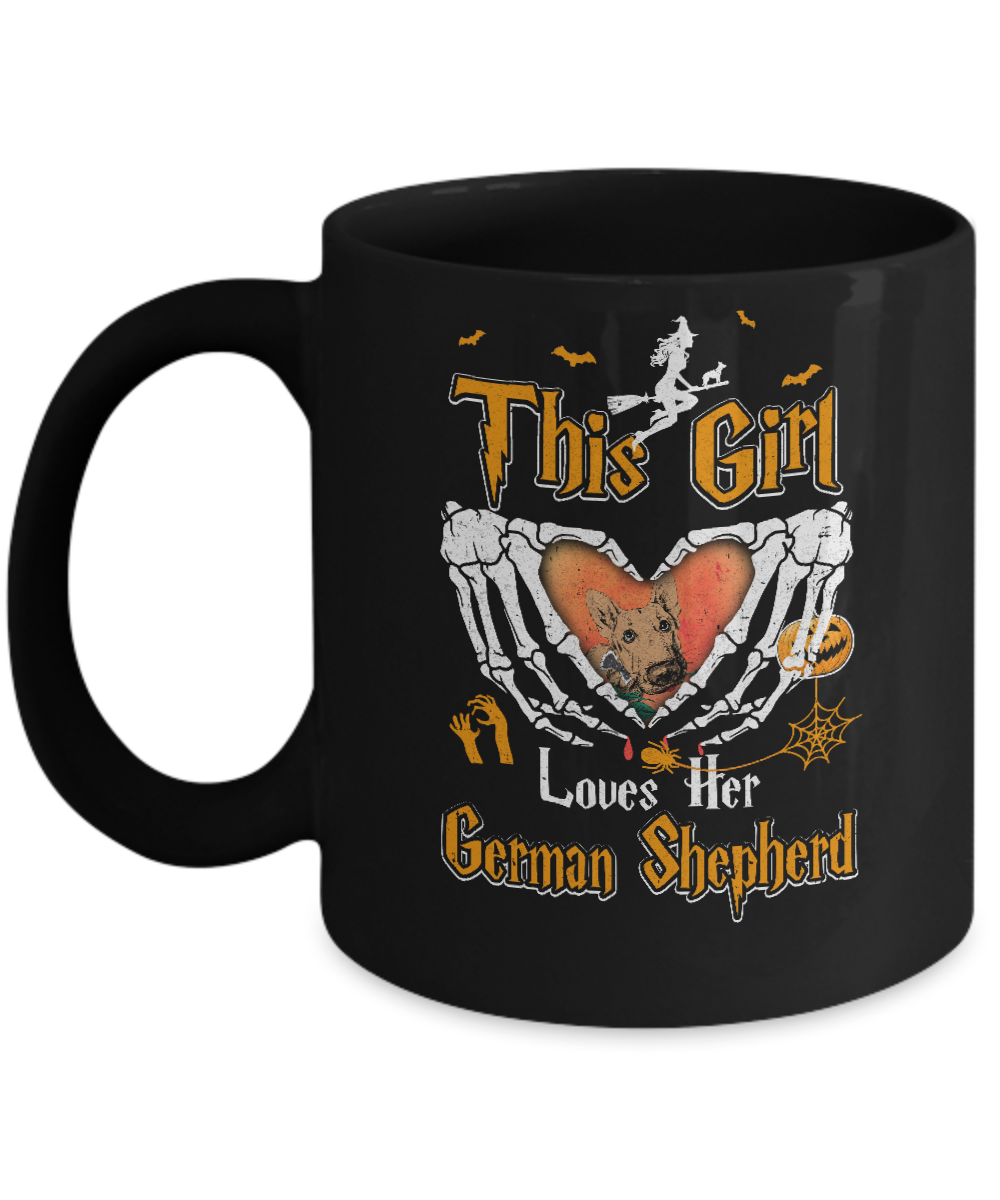 This Girl Love Her Dog German Shepherd Halloween Mug-Coffee Mug-11oz Mug-Black