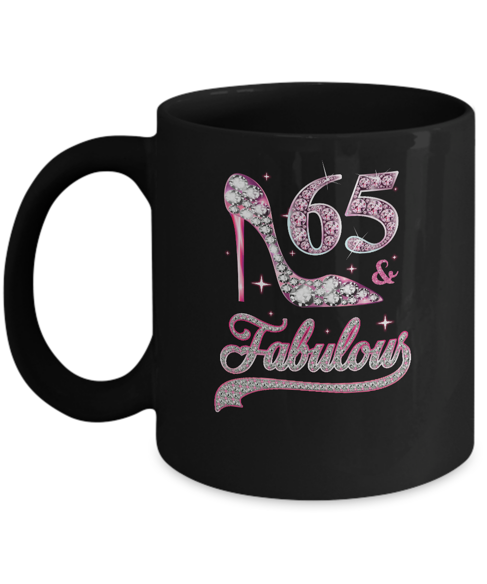 65 And Fabulous 65 Years Old 1956 65th Birthday Gift Mug-Coffee Mug-11oz Mug-Black