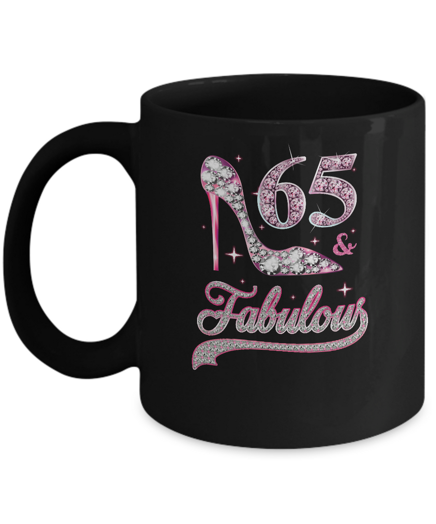 65 And Fabulous 65 Years Old 1956 65th Birthday Gift Mug-Coffee Mug-11oz Mug-Black