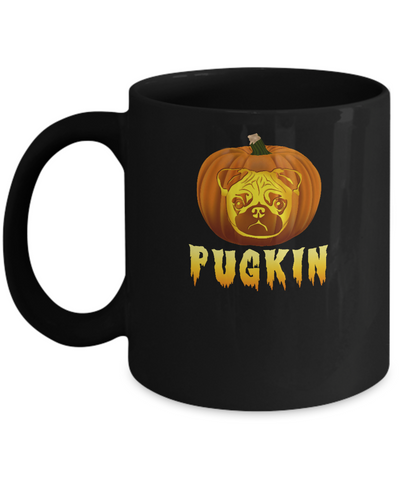 Pugkin Funny Pumpkin Pug Halloween Mug-Coffee Mug-11oz Mug-Black