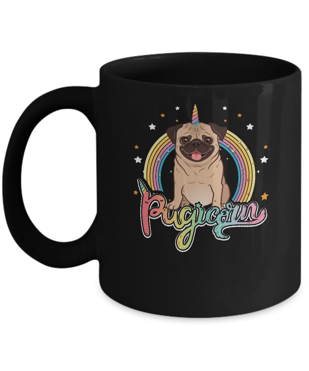 Rainbow Pugicorn Pug Unicorn For Kids Mug-Coffee Mug-11oz Mug-Black