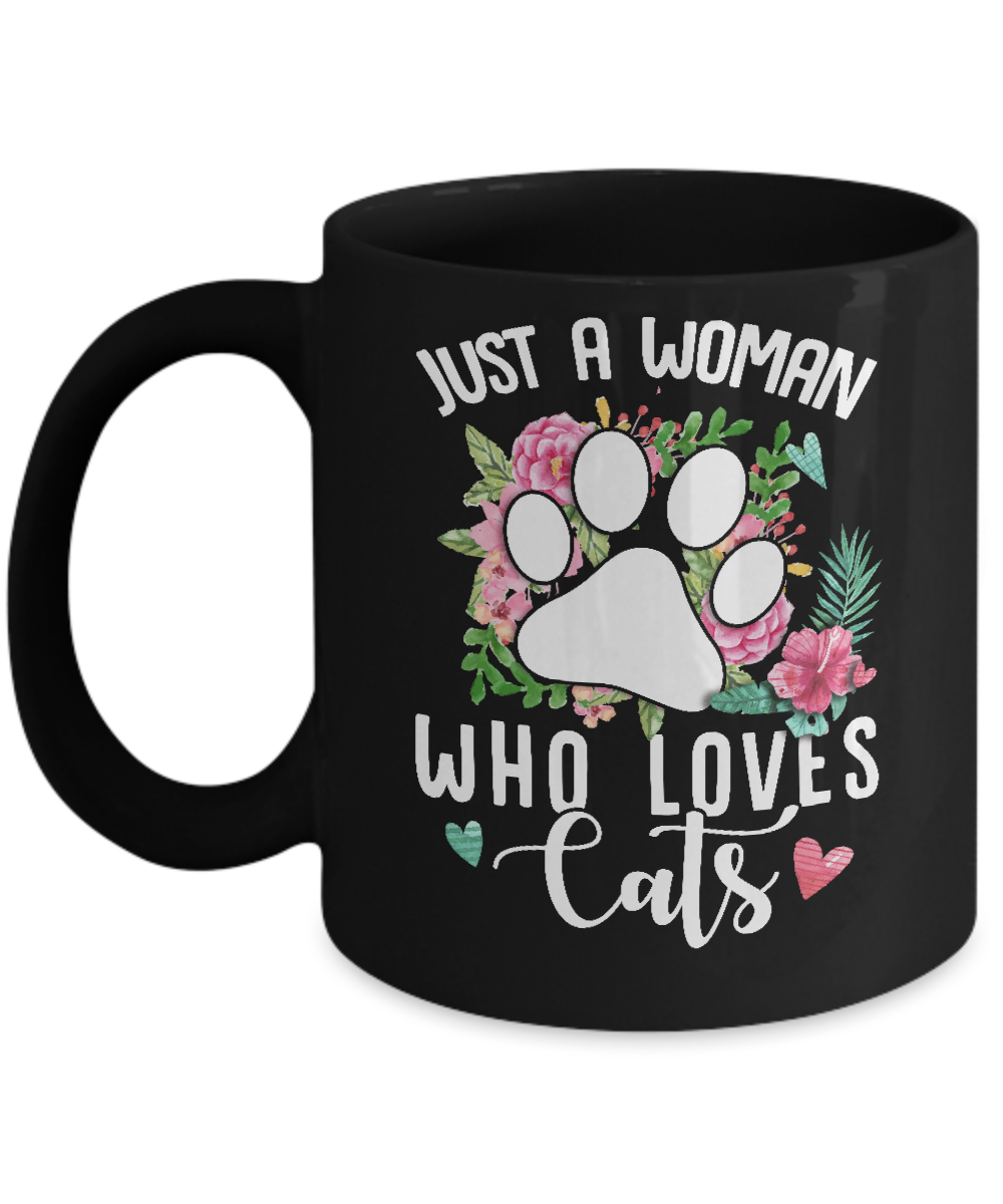 Just A Woman Who Loves Cats Mug-Coffee Mug-11oz Mug-Black