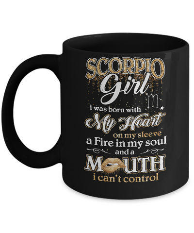I'm A Scorpio Girl Lipstick October November Funny Zodiac Birthday Mug-Coffee Mug-11oz Mug-Black