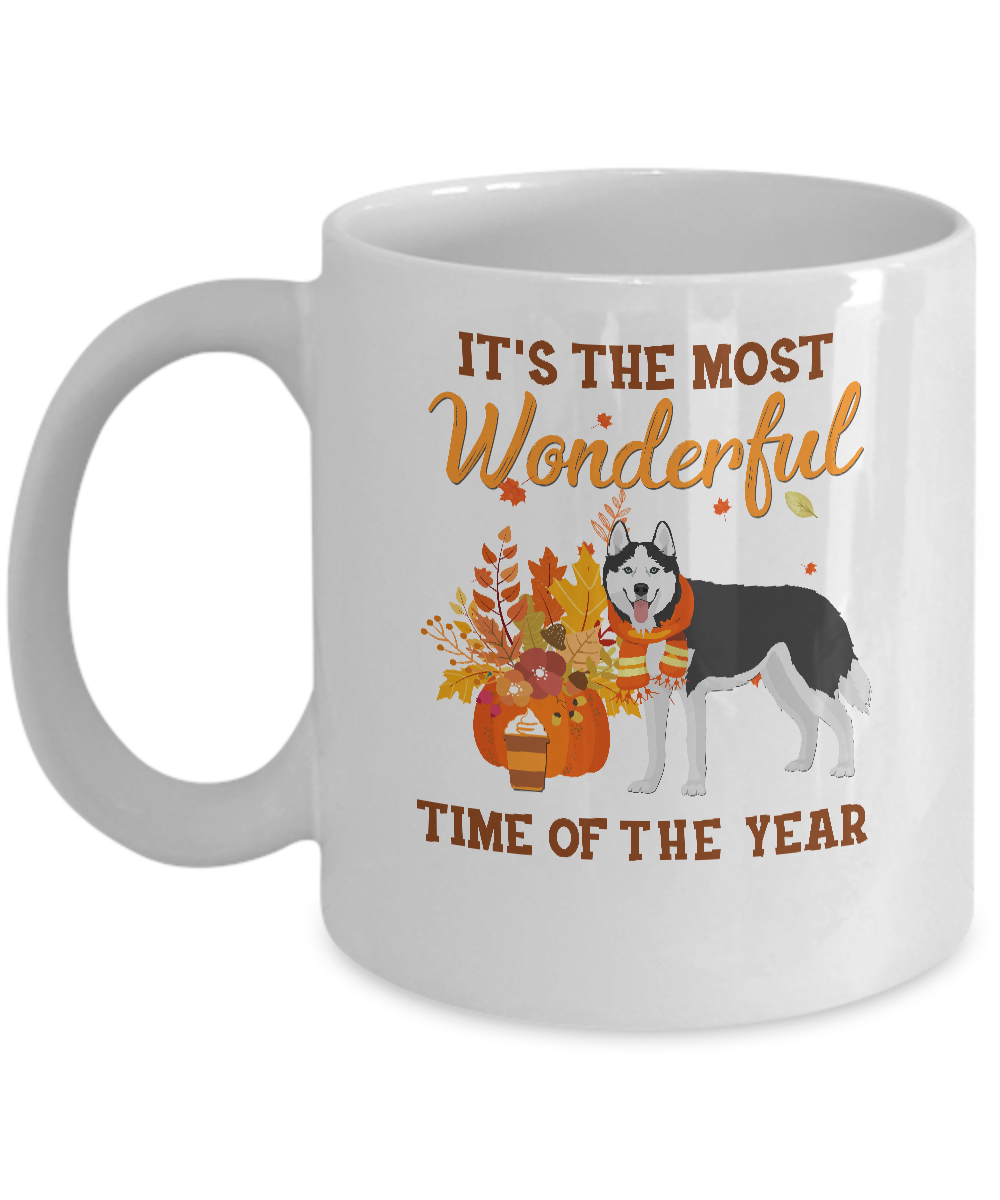 Siberian Husky Autumn It's The Most Wonderful Time Of The Year Mug