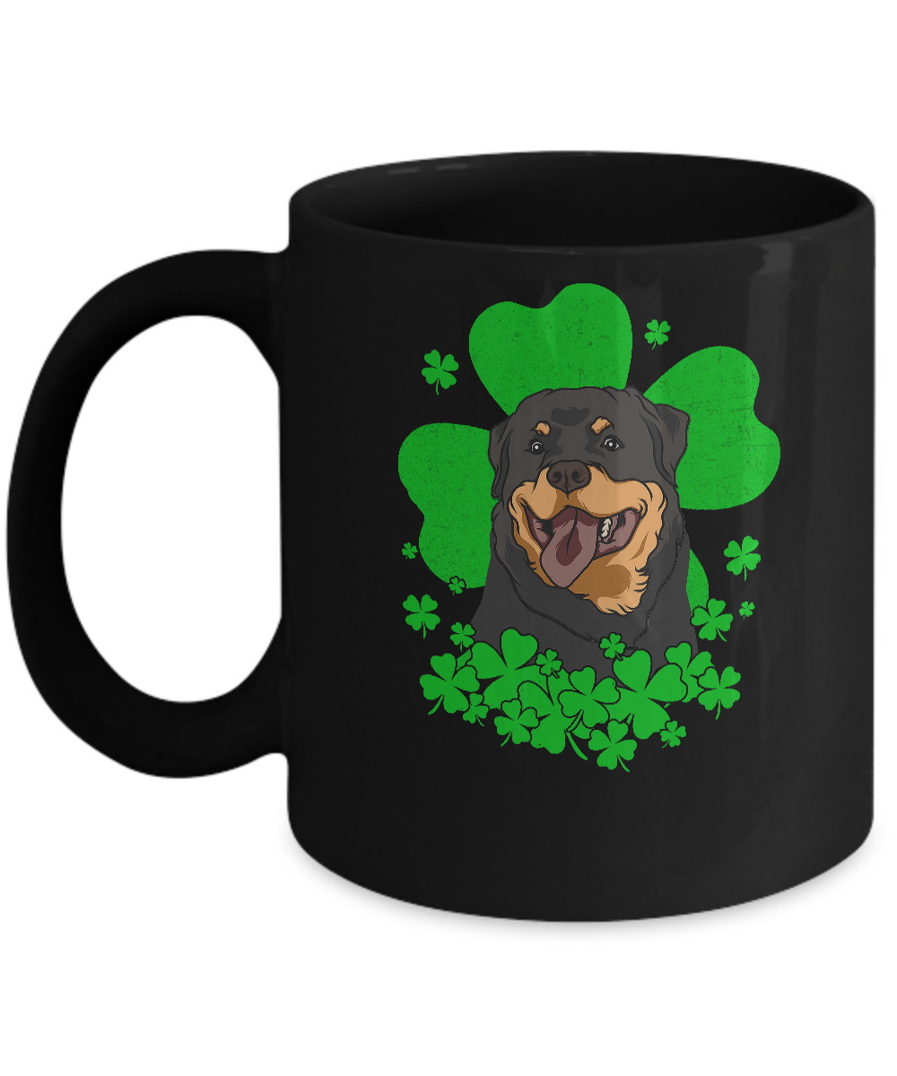 Rottweiler St. Patrick's Day Clovers Mug-Coffee Mug-11oz Mug-Black