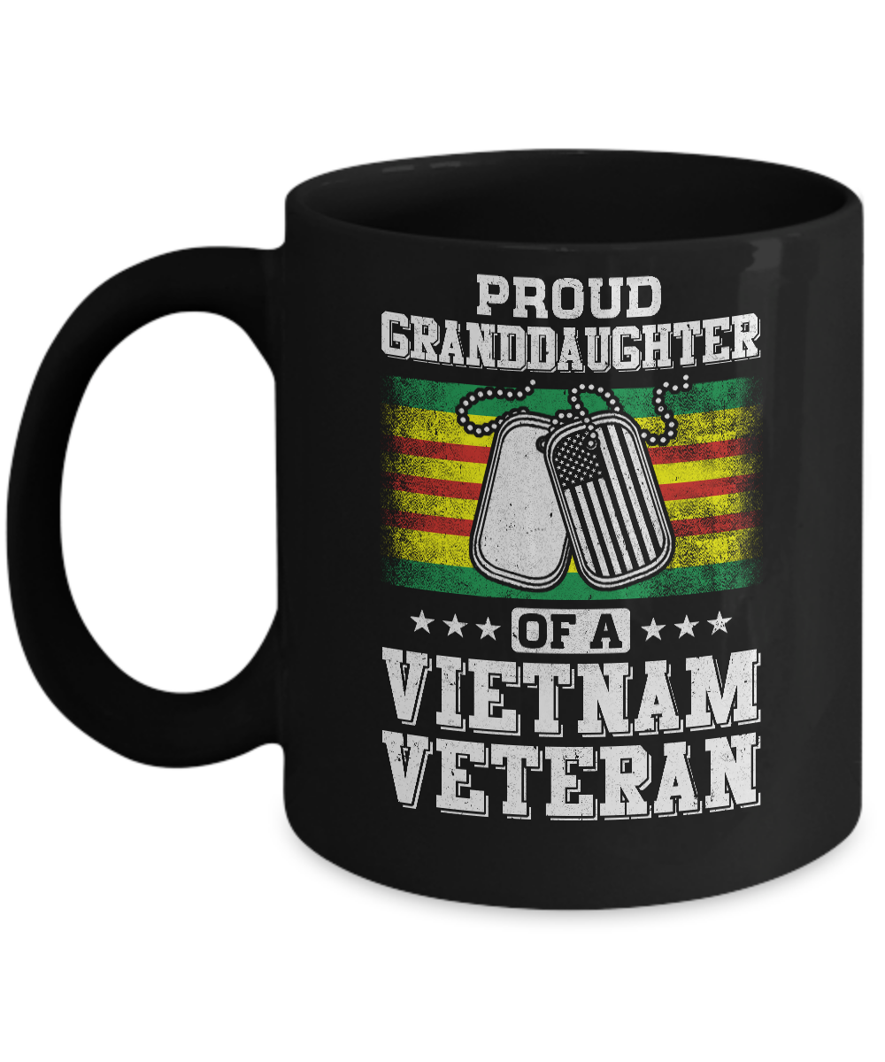 Proud Granddaughter Of A Veteran Papa Grandpa Grandma Mug