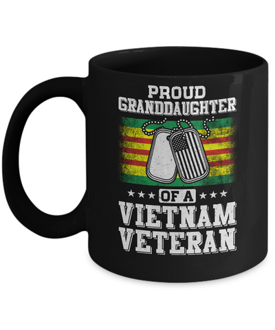 Proud Granddaughter Of A Veteran Papa Grandpa Grandma Mug-Coffee Mug-11oz Mug-Black