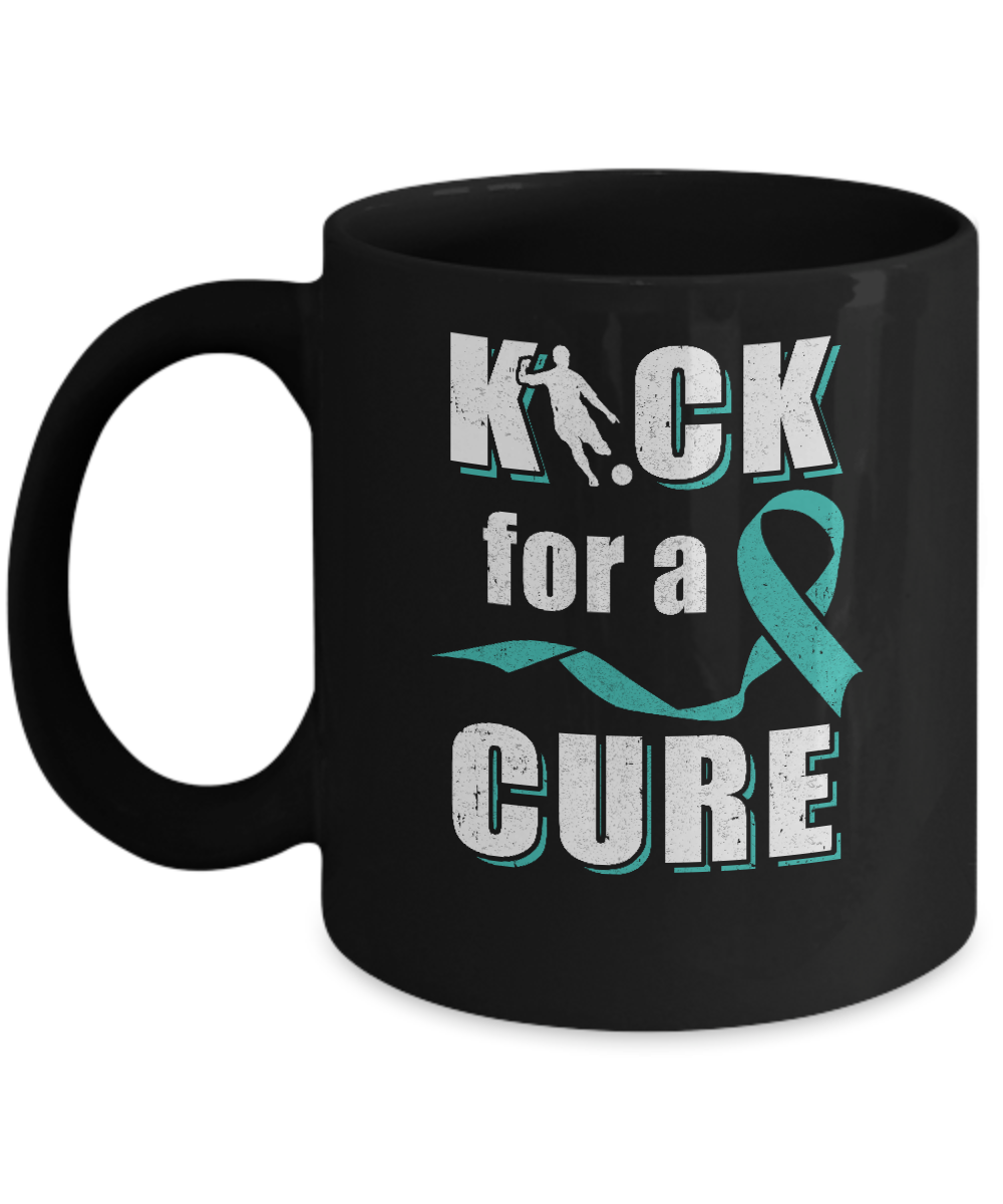 Kick For A Cure Soccer Teal Ovarian Cancer Awareness Mug