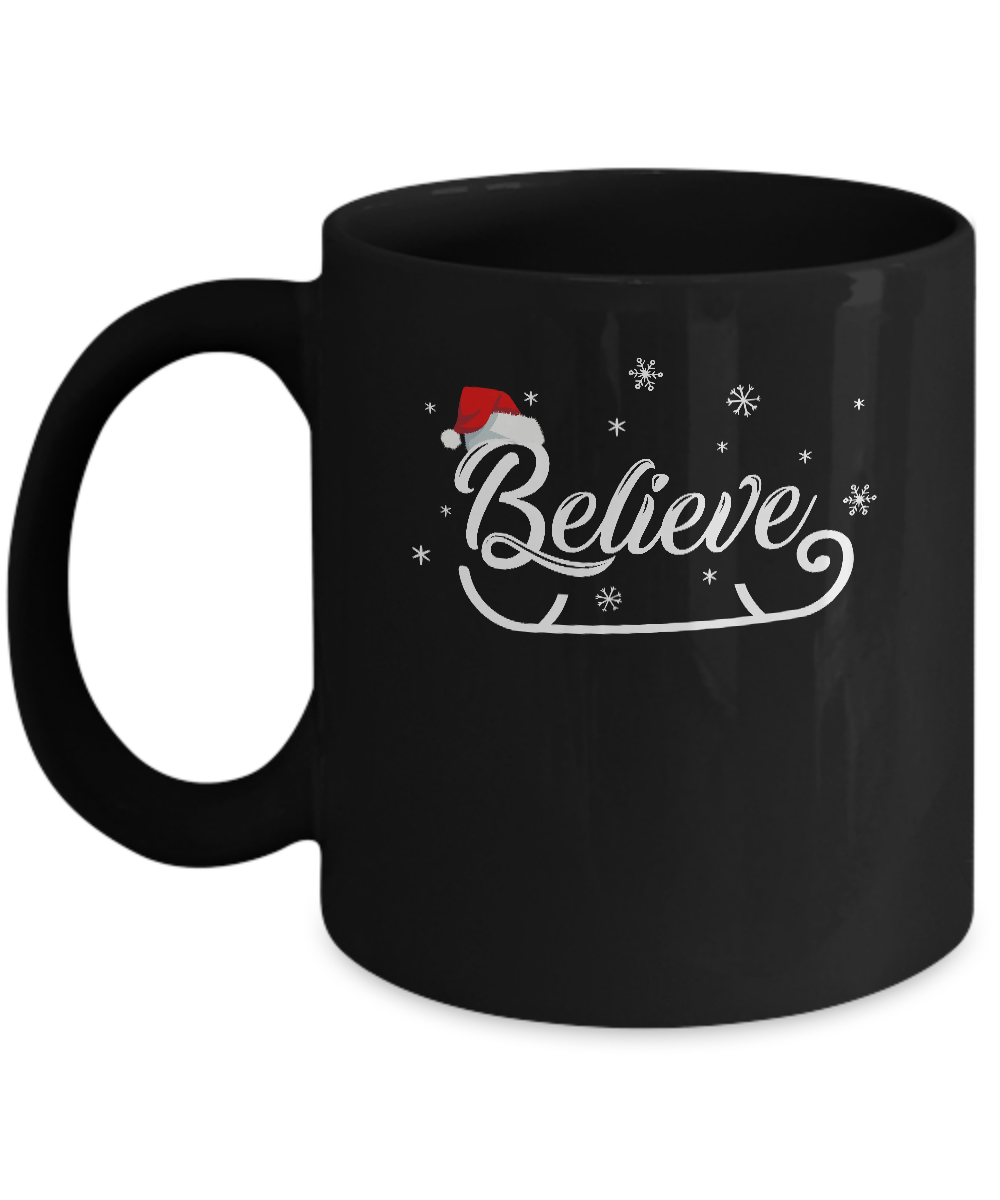 Christmas Santa Believe Xmas Christmas Holiday Funny Gift Mug-Coffee Mug-11oz Mug-Black