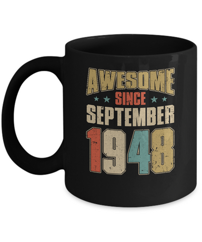Vintage Retro Awesome Since September 1948 73th Birthday Mug-Coffee Mug-11oz Mug-Black