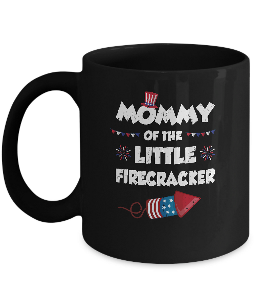 4th Of July Birthday Mommy Of The Little Firecracker Mug-Coffee Mug-11oz Mug-Black