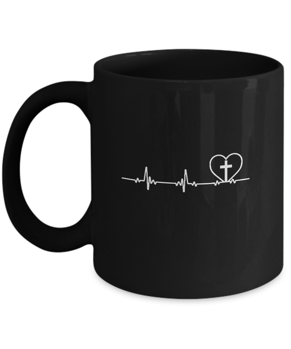 Christian Cross Heartbeat God Jesus Mug