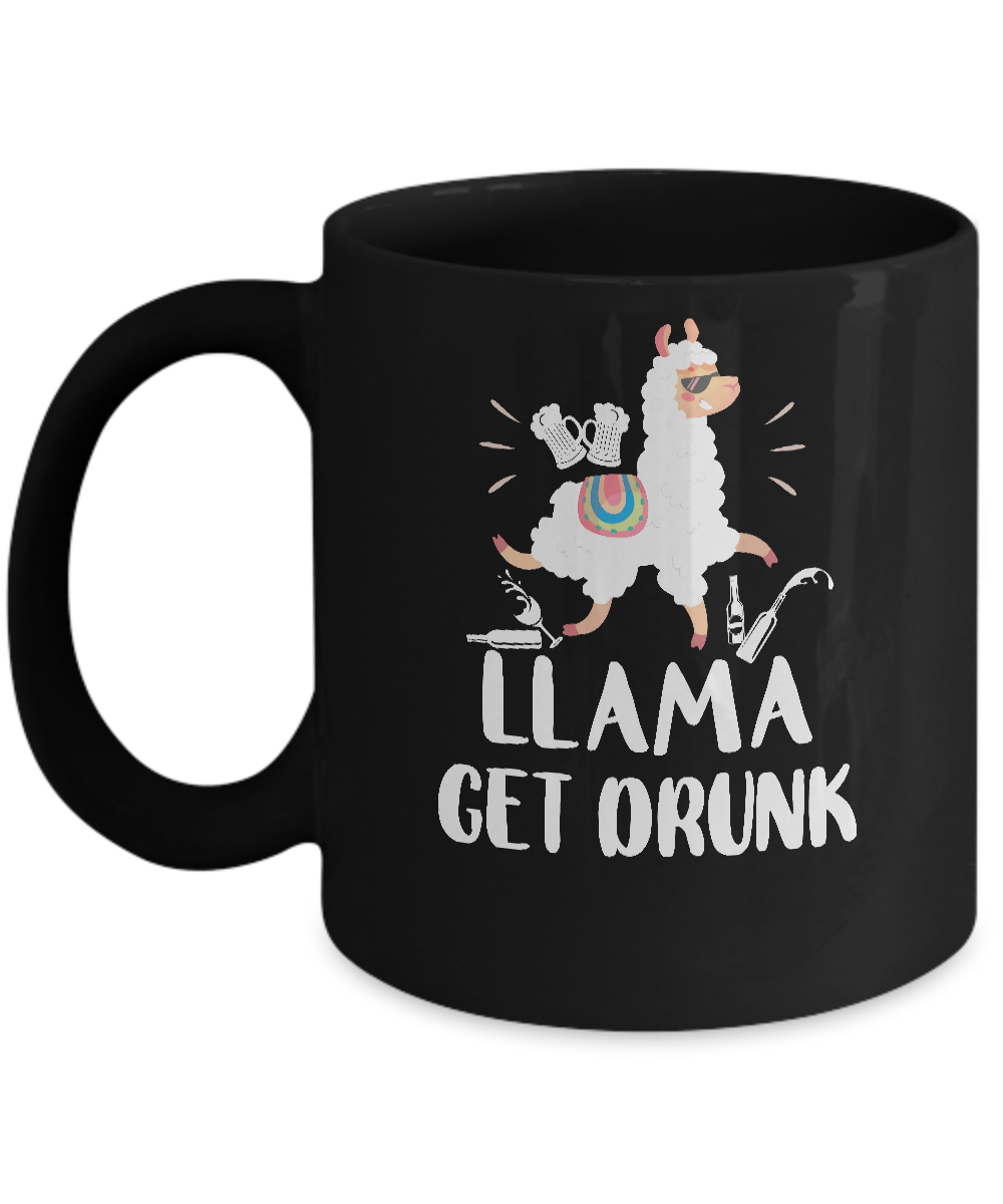 Funny Llama Get Drunk Mom Mommy Drinking Party Mug-Coffee Mug-11oz Mug-Black