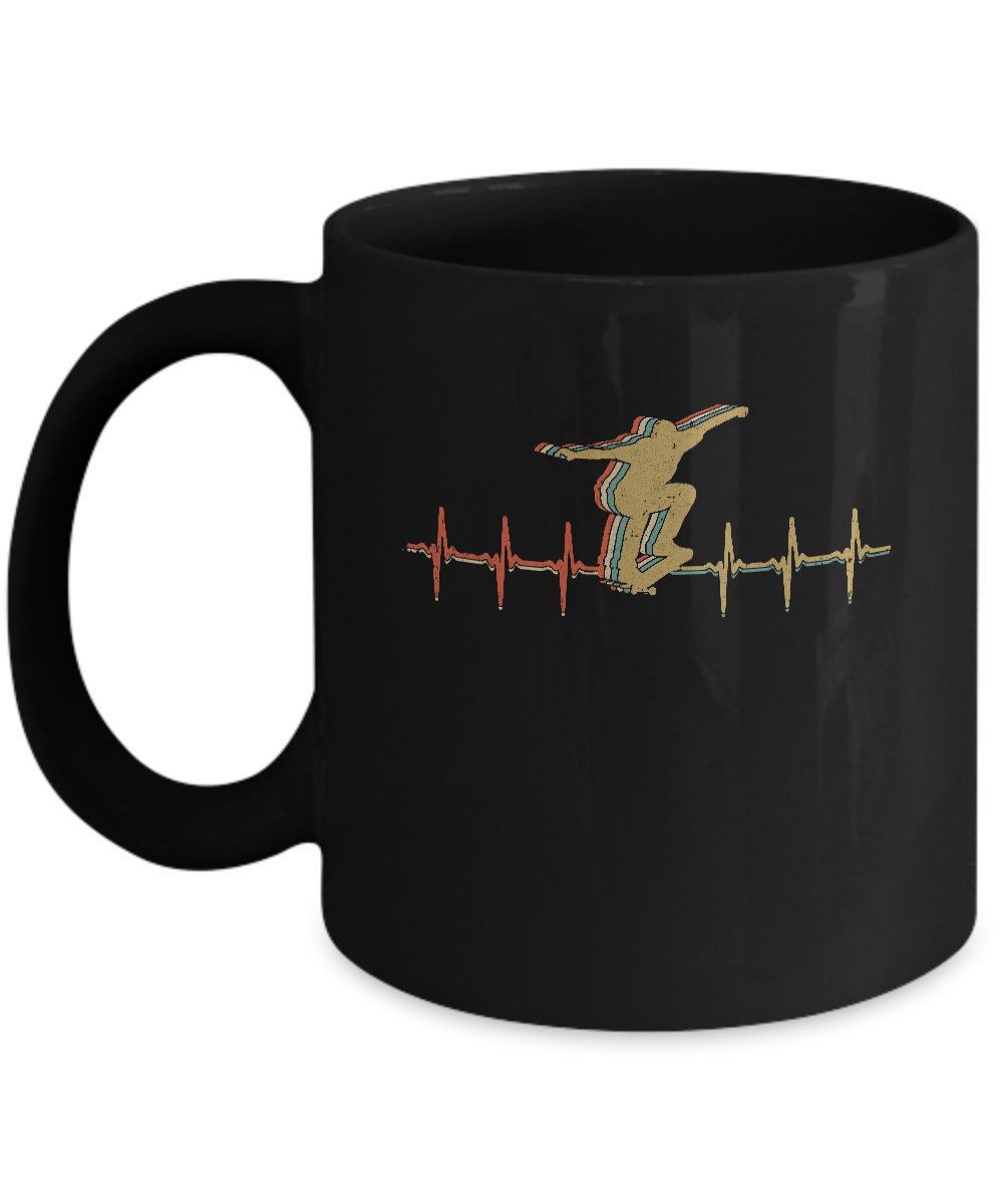 Vintage Skateboard Skater Heartbeat Love Gift Mug-Coffee Mug-11oz Mug-Black
