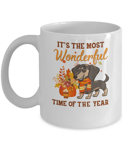Dachshund Autumn It's The Most Wonderful Time Of The Year Mug-Coffee Mug-11oz Mug-White