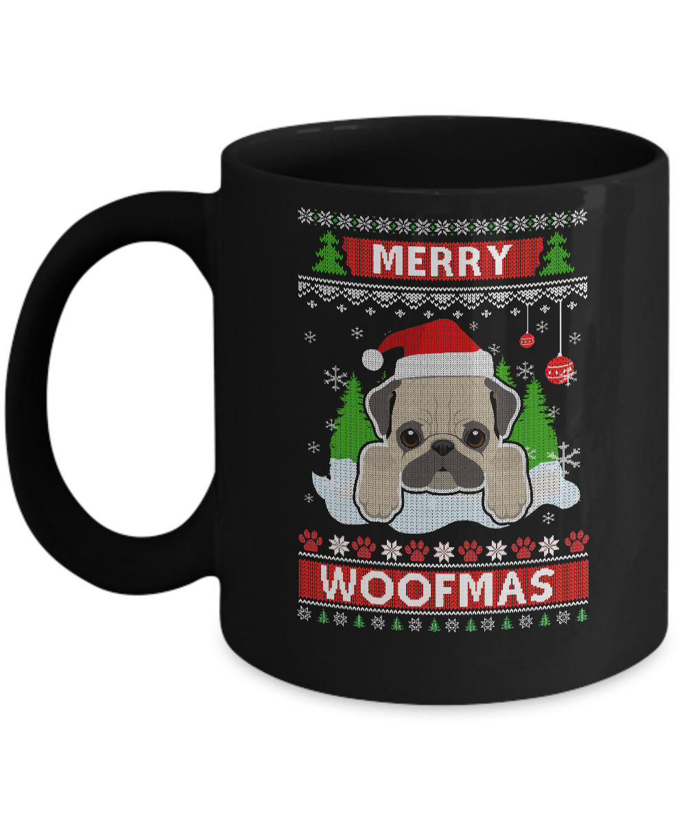 Pug Merry Woofmas Ugly Christmas Sweater Mug-Coffee Mug-11oz Mug-Black