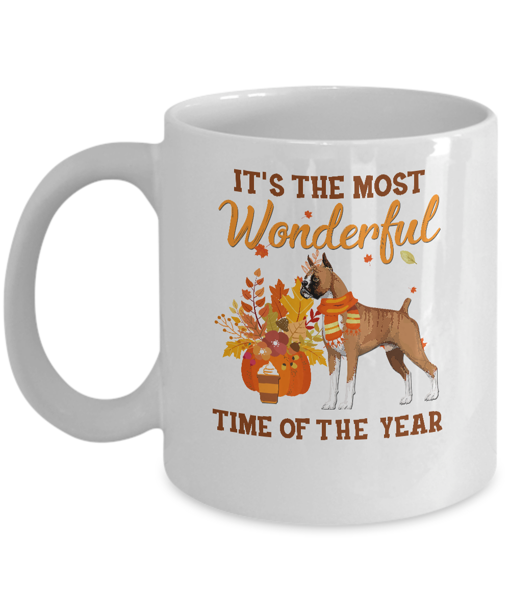 Boxer Autumn It's The Most Wonderful Time Of The Year Mug