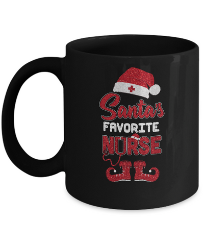 Santa's Favorite Nurse Christmas Mug-Coffee Mug-11oz Mug-Black