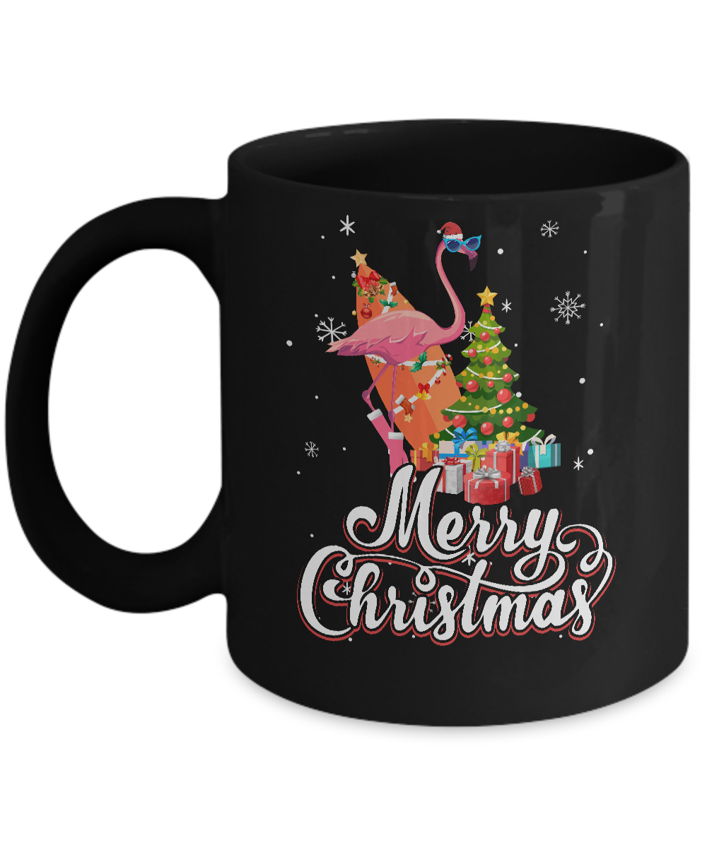 Flamingo Christmas Gift Merry Christmas Flamingo Mug-Coffee Mug-11oz Mug-Black