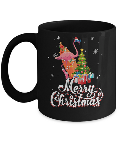 Flamingo Christmas Gift Merry Christmas Flamingo Mug-Coffee Mug-11oz Mug-Black