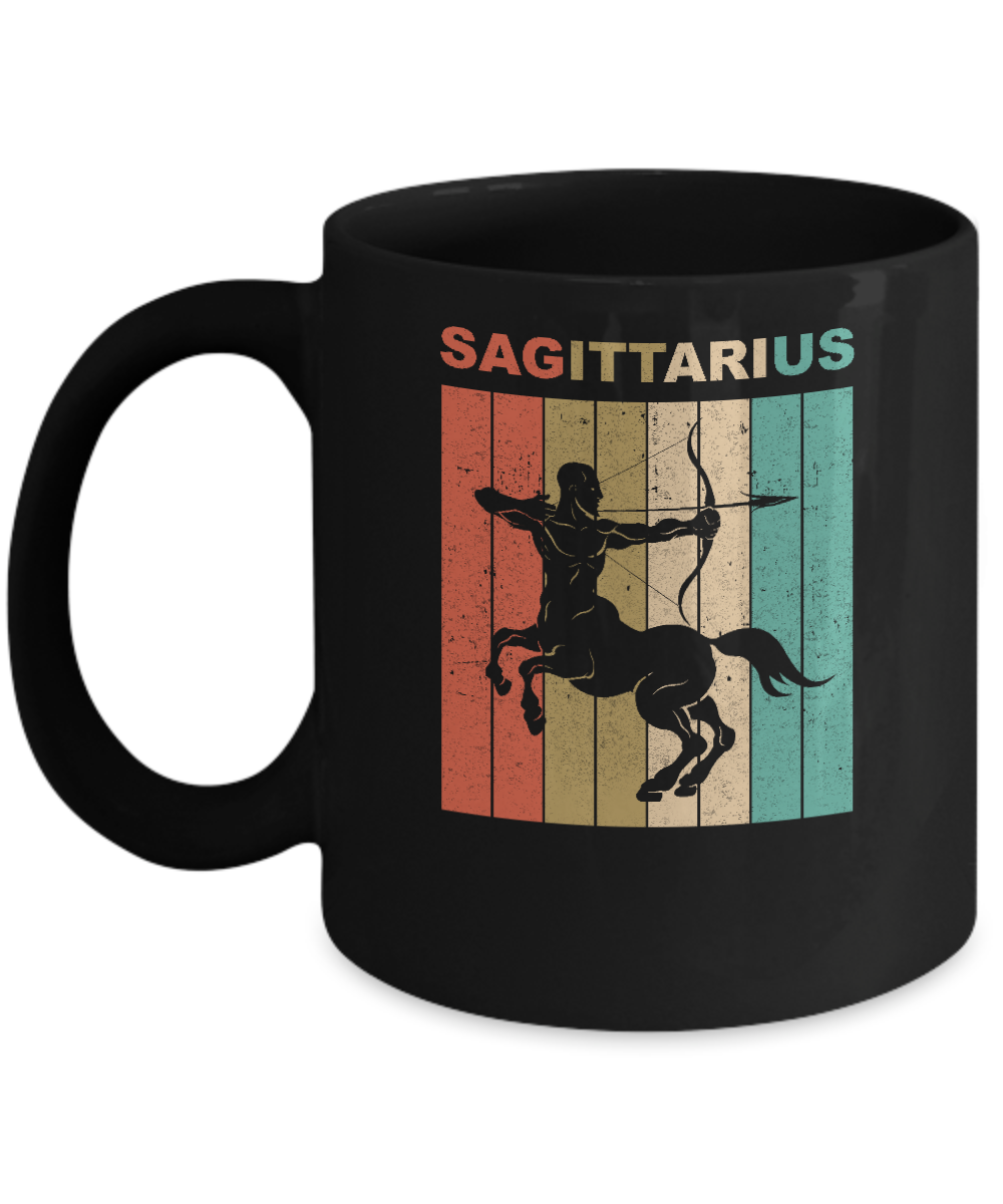 Vintage Sagittarius Zodiac November December Birthday Gift Mug-Coffee Mug-11oz Mug-Black