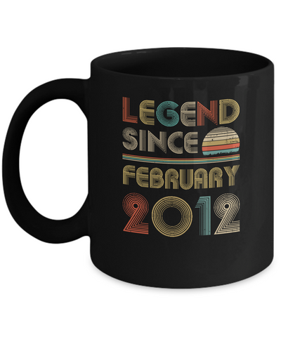 Legend Since February 2012 Vintage 9th Birthday Gifts Youth Mug-Coffee Mug-11oz Mug-Black