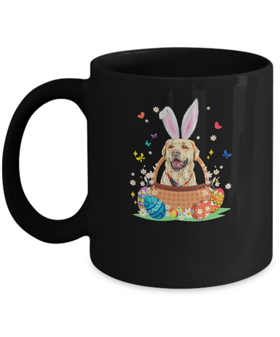 Labrador Bunny Hat Rabbit Easter Eggs Mug-Coffee Mug-11oz Mug-Black