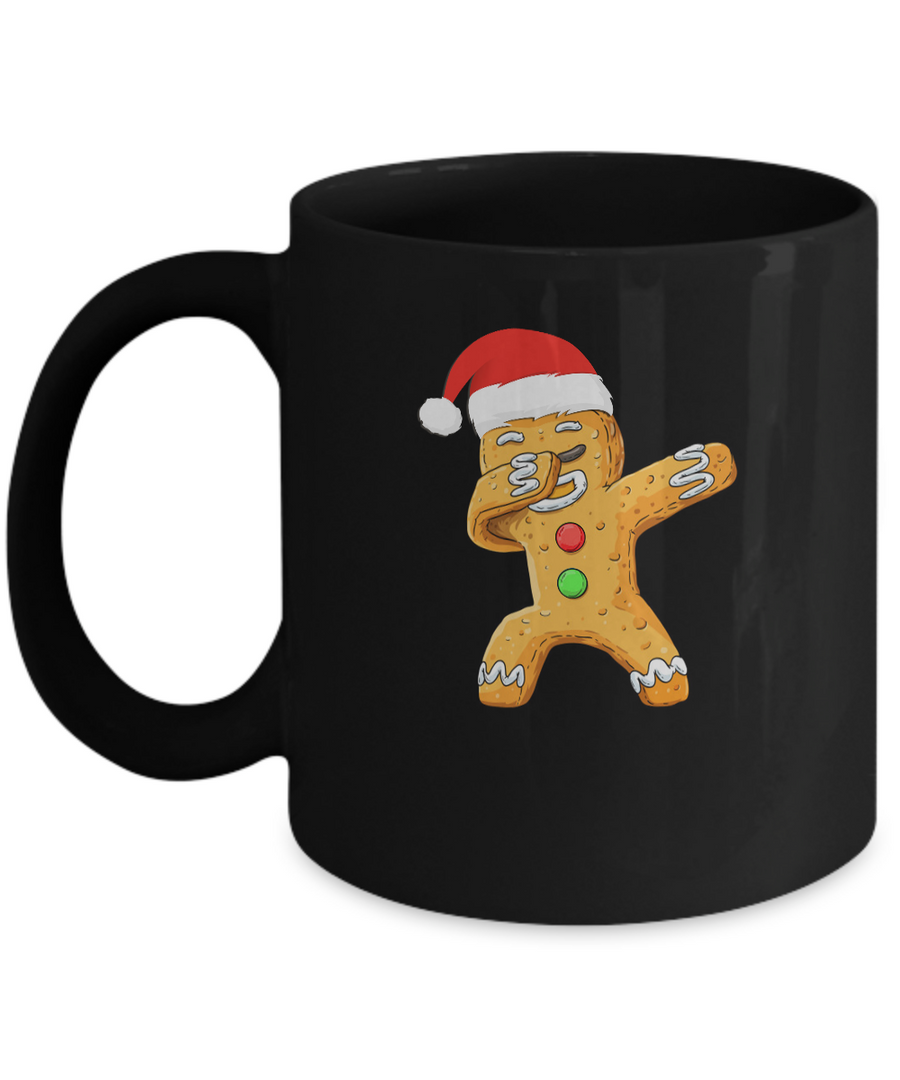 Dabbing Gingerbread Santa Christmas Kids Boys Xmas Cookie Mug-Coffee Mug-11oz Mug-Black