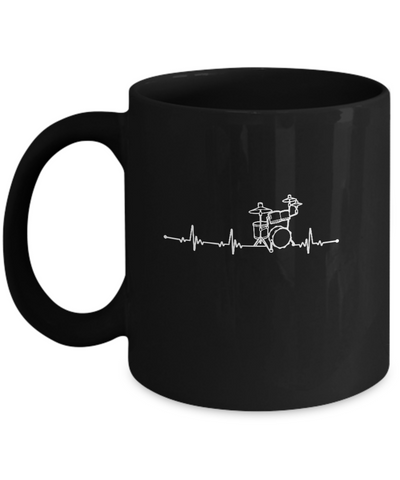 Drums Heartbeat Drummers Music Lover Musician Rock Mug-Coffee Mug-11oz Mug-Black