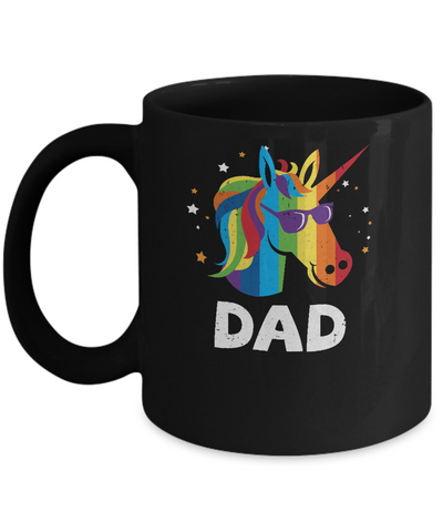 LGBT Pride Lesbian Gay Proud Dad Unicorn Mug-Coffee Mug-11oz Mug-Black