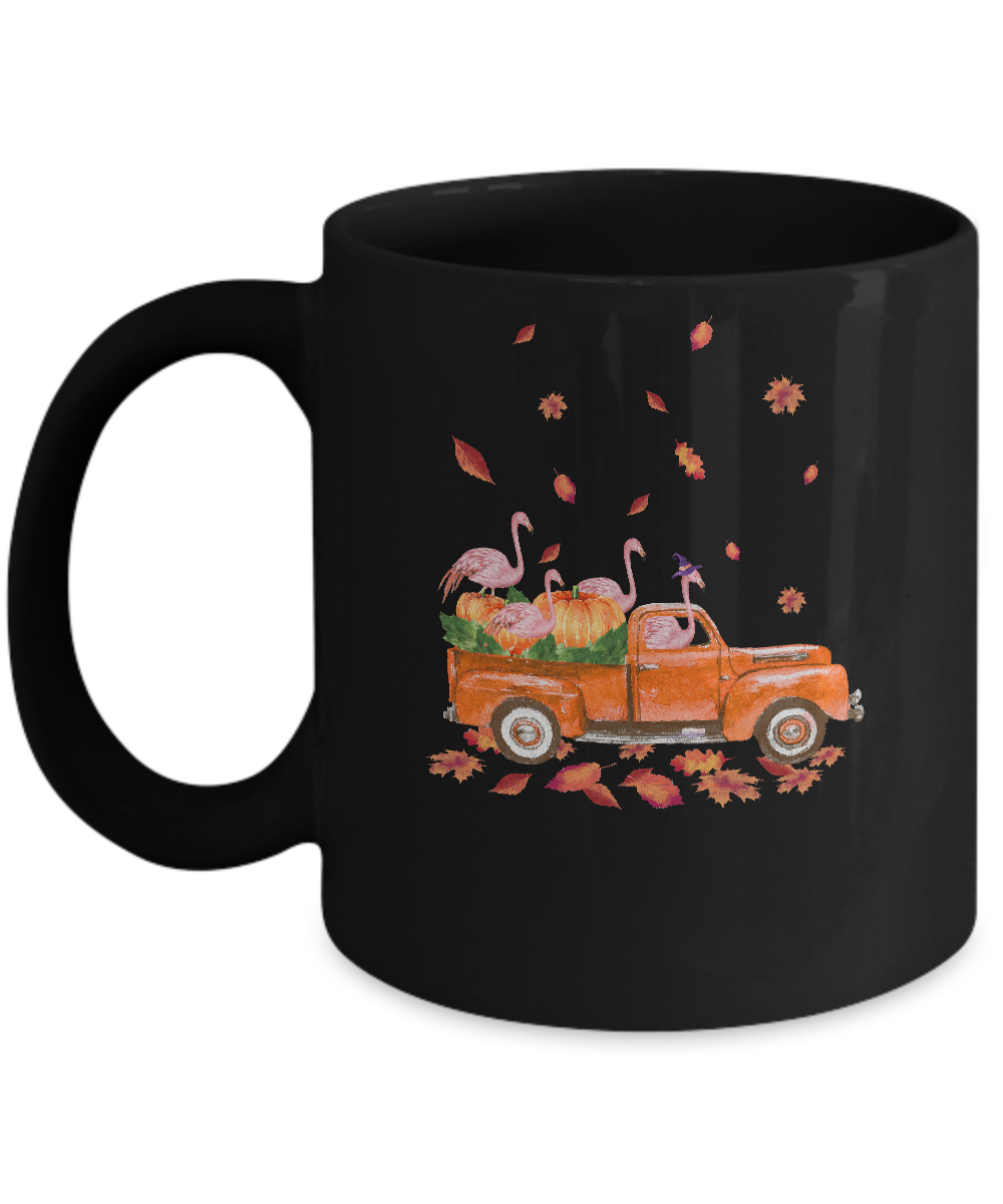 Happy Halloween Flamingo Fall Autumn Pumpkin Truck Mug