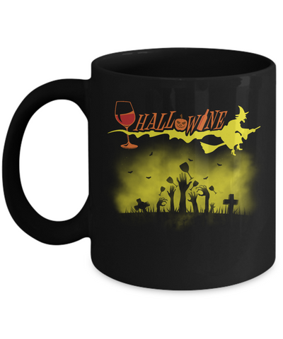 Happy Hallowine Funny Halloween Wine Drinkers 2017 Mug-Coffee Mug-11oz Mug-Black