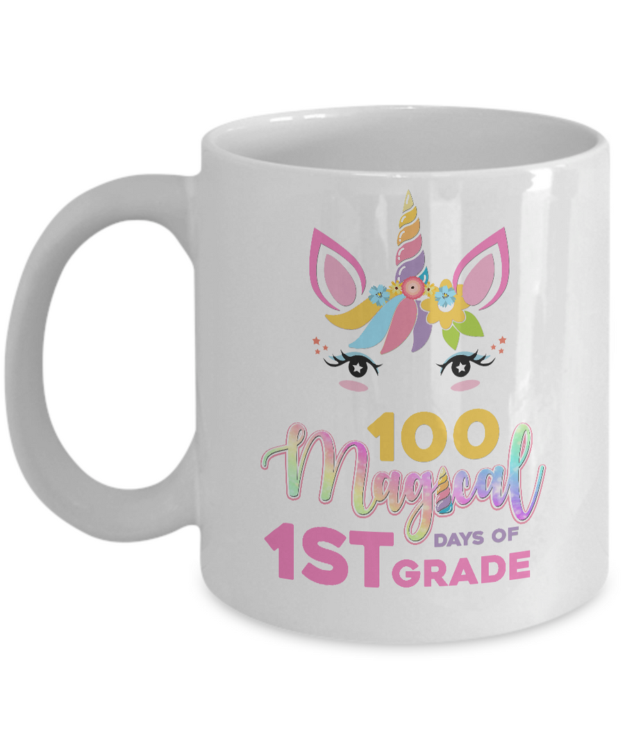 100 Magical Days Of 1St Grade School Unicorn Girl Gift Mug-Coffee Mug-11oz Mug-White