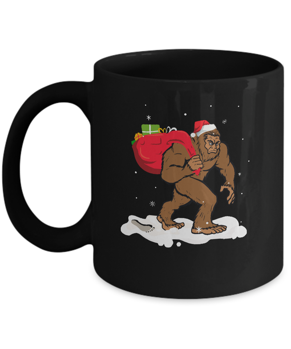 Bigfoot Santa Christmas Boys Men Sasquatch Xmas Gift Mug-Coffee Mug-11oz Mug-Black