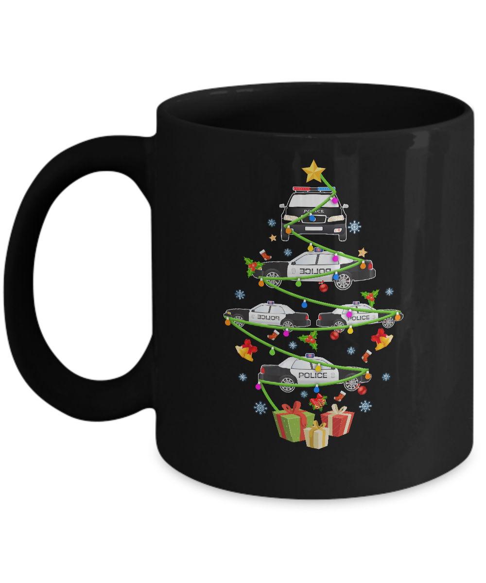 Police Officer Car Christmas Tree Ornament Decor Gift Mug-Coffee Mug-11oz Mug-Black