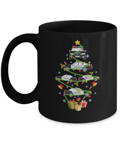 Police Officer Car Christmas Tree Ornament Decor Gift Mug-Coffee Mug-11oz Mug-Black