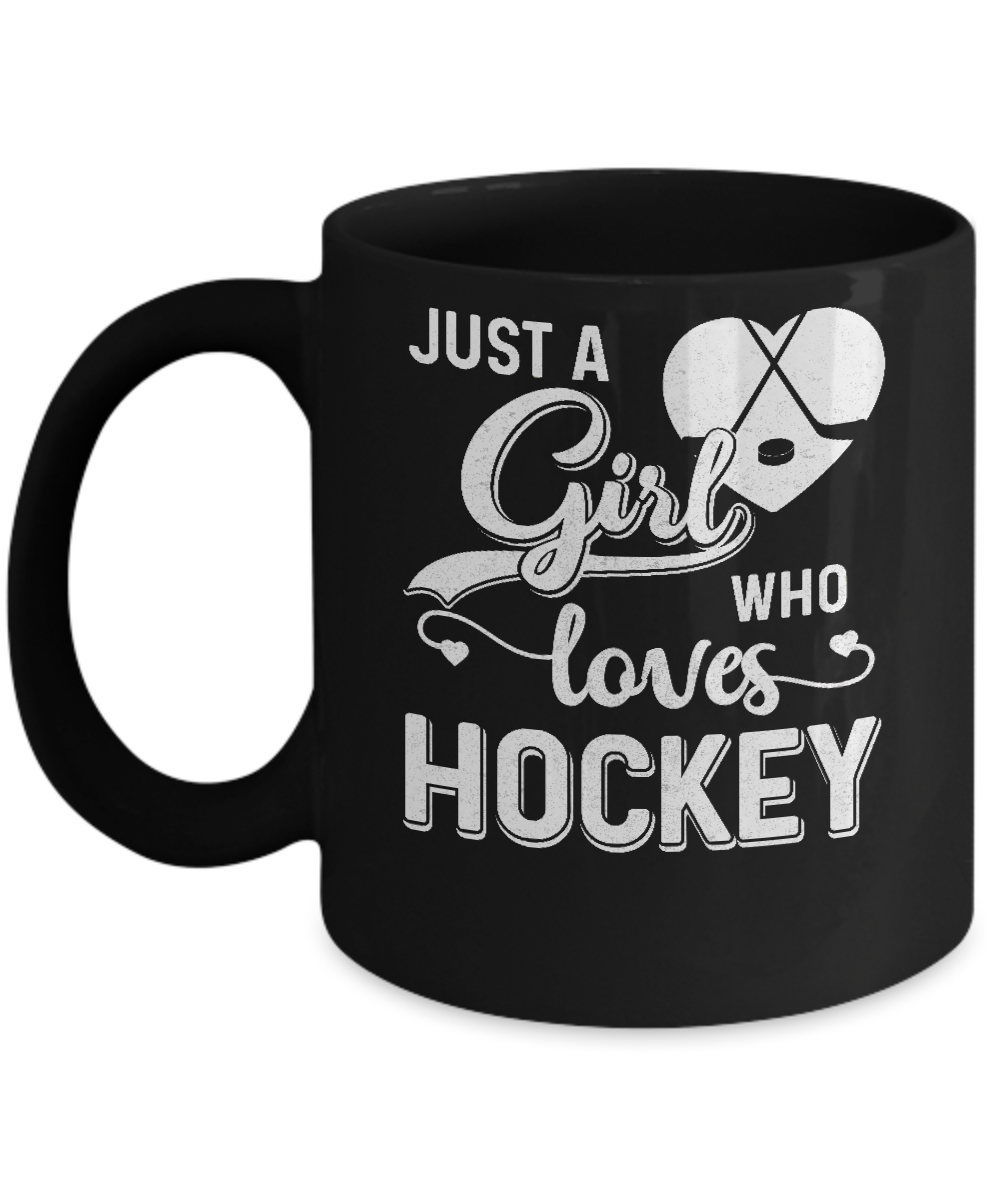 Just A Girl Who Loves Hockey Mug-Coffee Mug-11oz Mug-Black