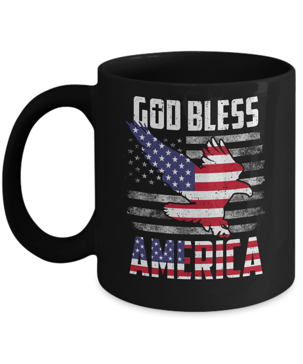 Patriotic God Bless America Flag Eagle 4Th Of July Mug-Coffee Mug-11oz Mug-Black
