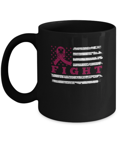 Fight Burgundy Ribbon US Flag Multiple Myeloma Awareness Mug-Coffee Mug-11oz Mug-Black