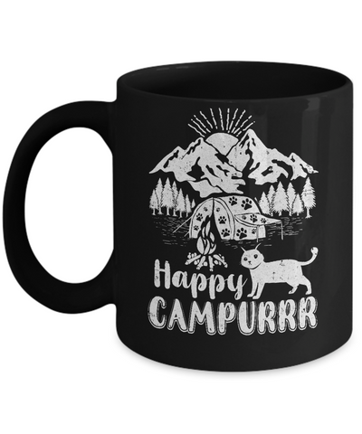 Cats Purr Happy Camppur Camper Camping Mug-Coffee Mug-11oz Mug-Black
