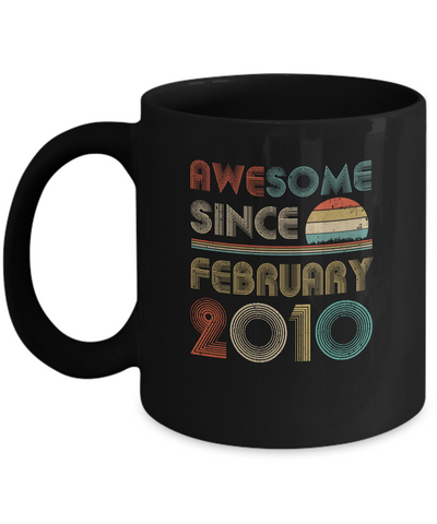 Awesome Since February 2010 Vintage 11th Birthday Gifts Youth Mug-Coffee Mug-11oz Mug-Black