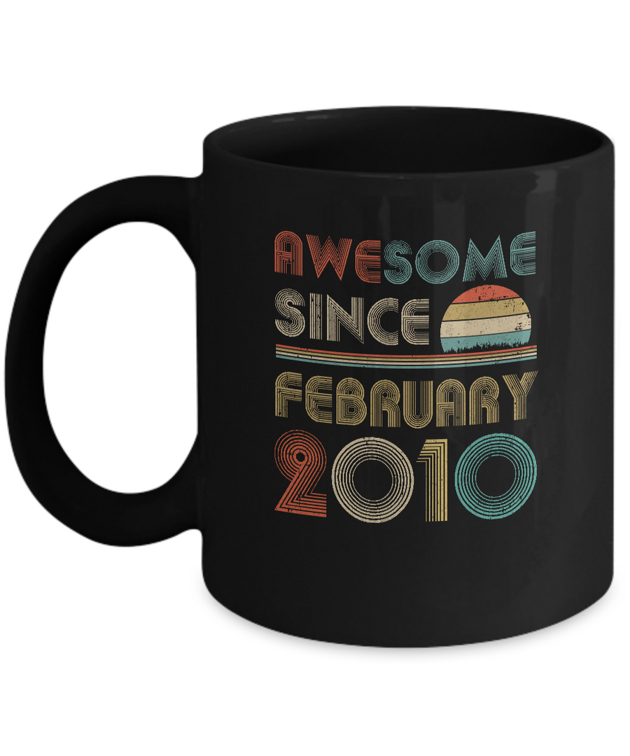Awesome Since February 2010 Vintage 11th Birthday Gifts Youth Mug-Coffee Mug-11oz Mug-Black