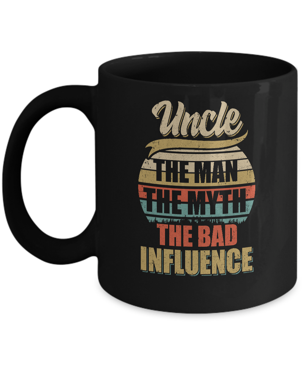 Vintage Uncle The Man The Myth The Bad Influence Mug-Coffee Mug-11oz Mug-Black