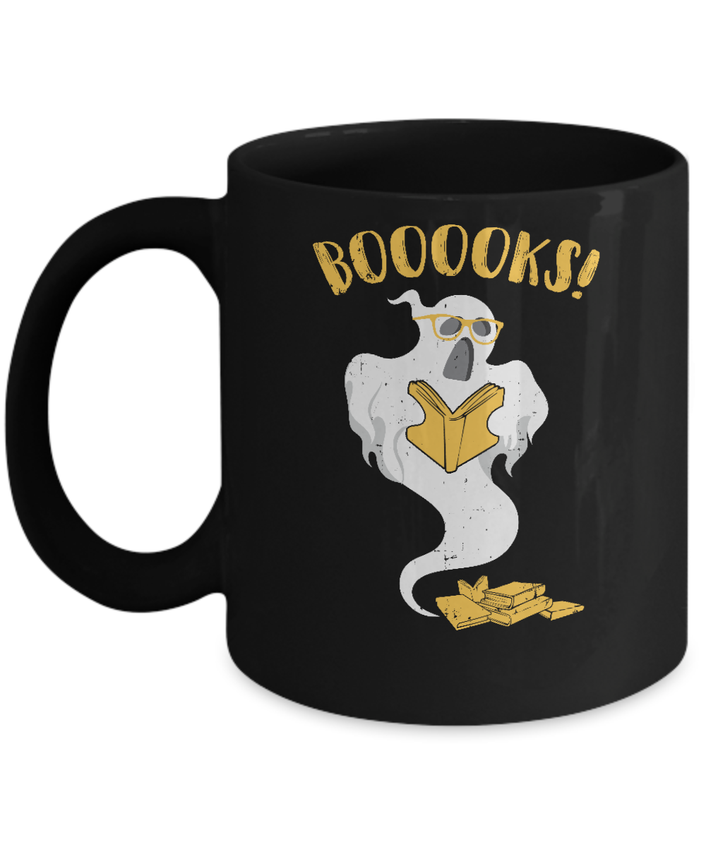 Book Reader Nerd Ghost Reading Books Halloween Mug-Coffee Mug-11oz Mug-Black