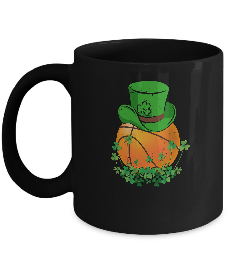 Shamrock Basketball Leprechaun St Patricks Day Mug-Coffee Mug-11oz Mug-Black
